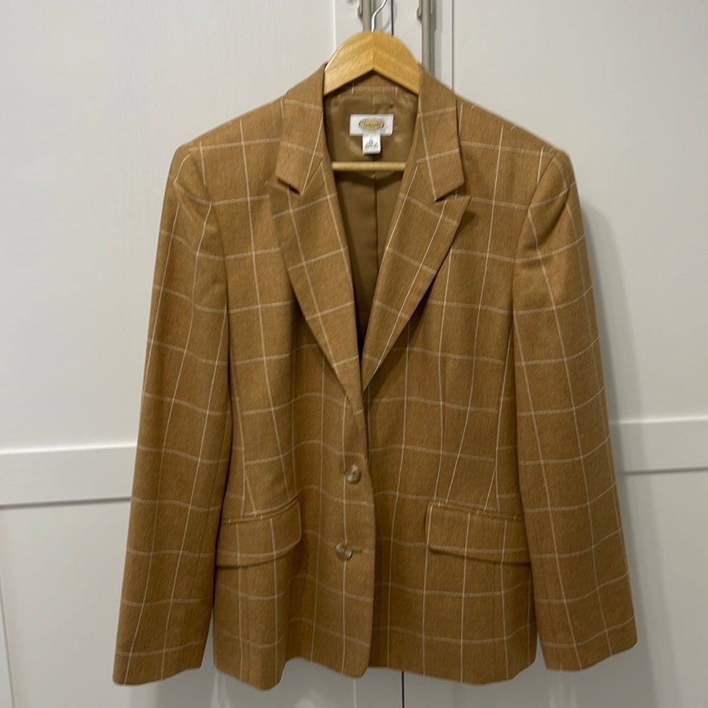 Talbots Khaki Windowpane Blazer